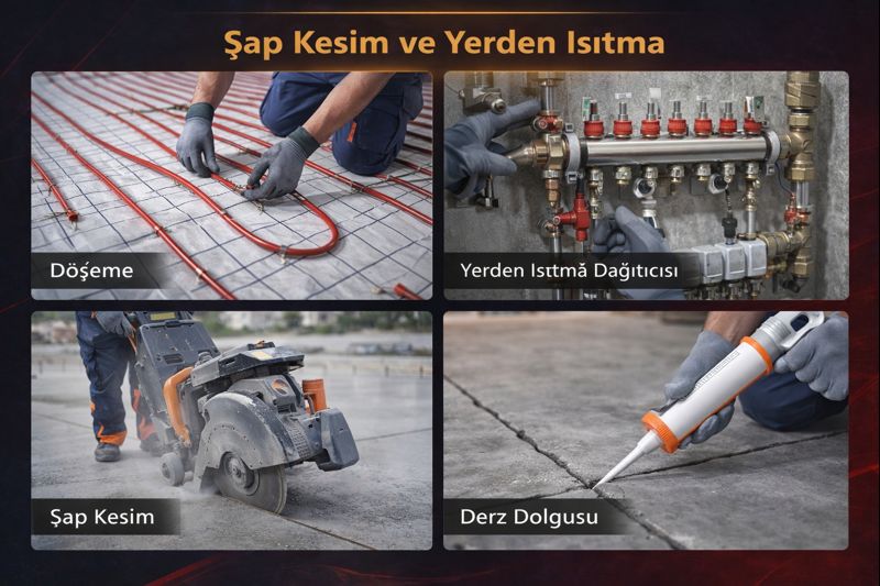 Şap Kesim Yerden Isıtma Uygulaması
